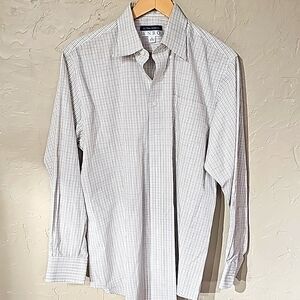 ULTRA POPLIN ENRO  15 32/33 Mens long sleeve button-up w/pocket white & browns